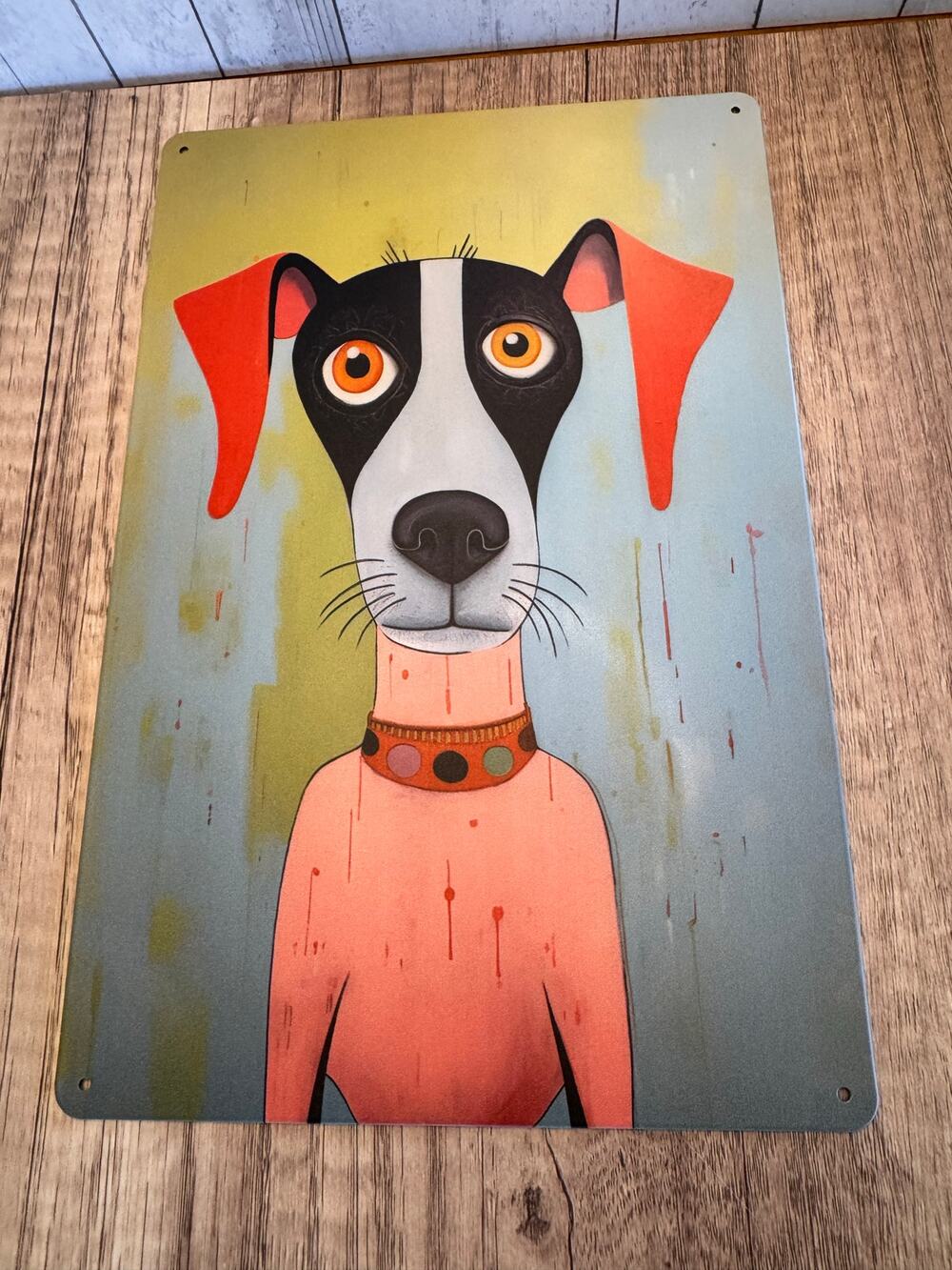 Pink Sweater Dog Metal Sign Dog Lover Gift Decor Gift Idea Rescue Hound Dog NEW!